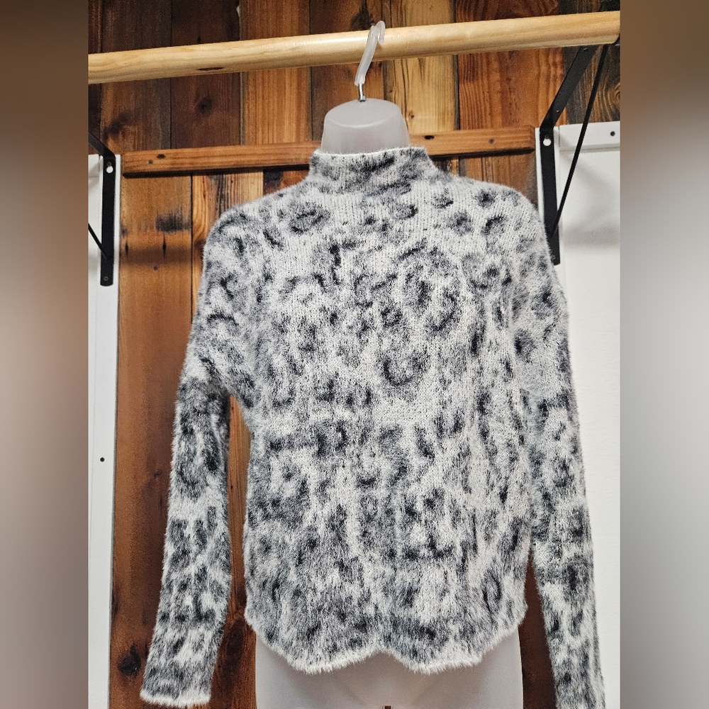 Philosophy White and Black Cowl Neck Sweater